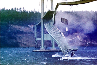 Screenshot taken from 16MM Kodachrome motion picture film by Barney Elliott.. Via Wikipedia - http://en.wikipedia.org/wiki/File:TacomaNarrowsBridgeCollapse_in_color.jpg#/media/File:TacomaNarrowsBridgeCollapse_in_color.jpg